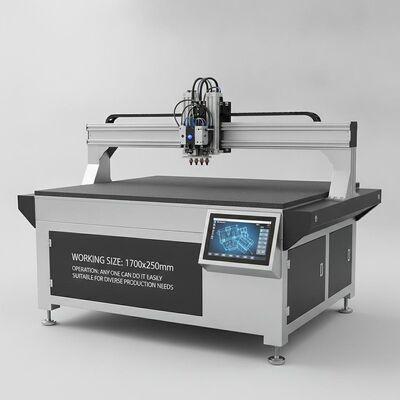 XY Glue Plotter CNC Gluer dengan Ukuran Kerja 1700x2500mm Mendukung Sampai Empat Operator dan Hot Melt Cold Glue dalam Satu Operasi