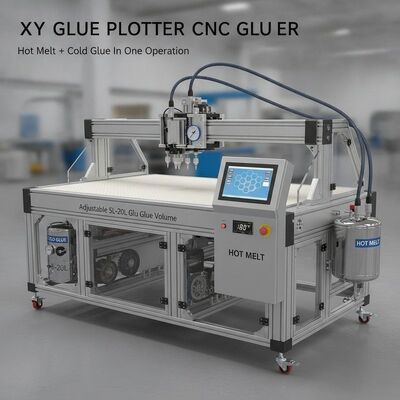 XY Glue Plotter CNC Gluer dengan Hot Melt dan Cold Glue dalam satu operasi, volume lem 5L-20L yang dapat disesuaikan dan ukuran kerja 1700x2500mm